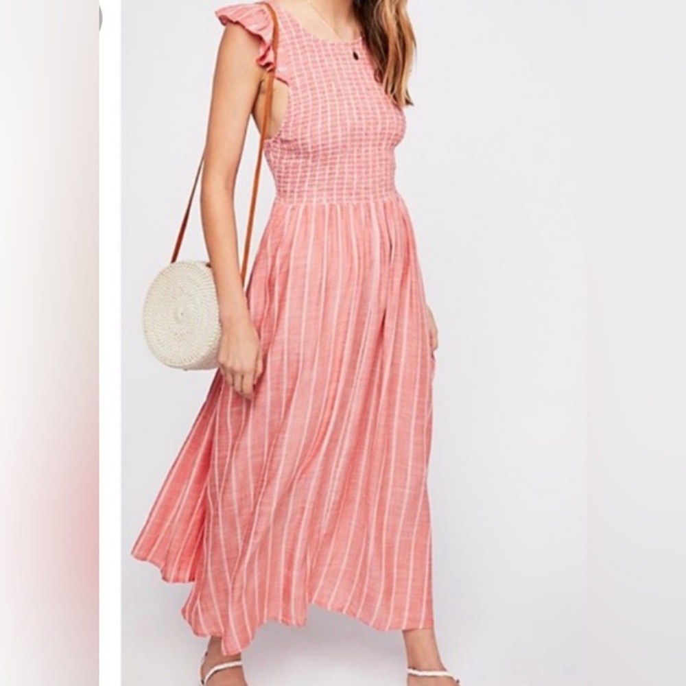 Free People Butterflies Striped Midi Dress
